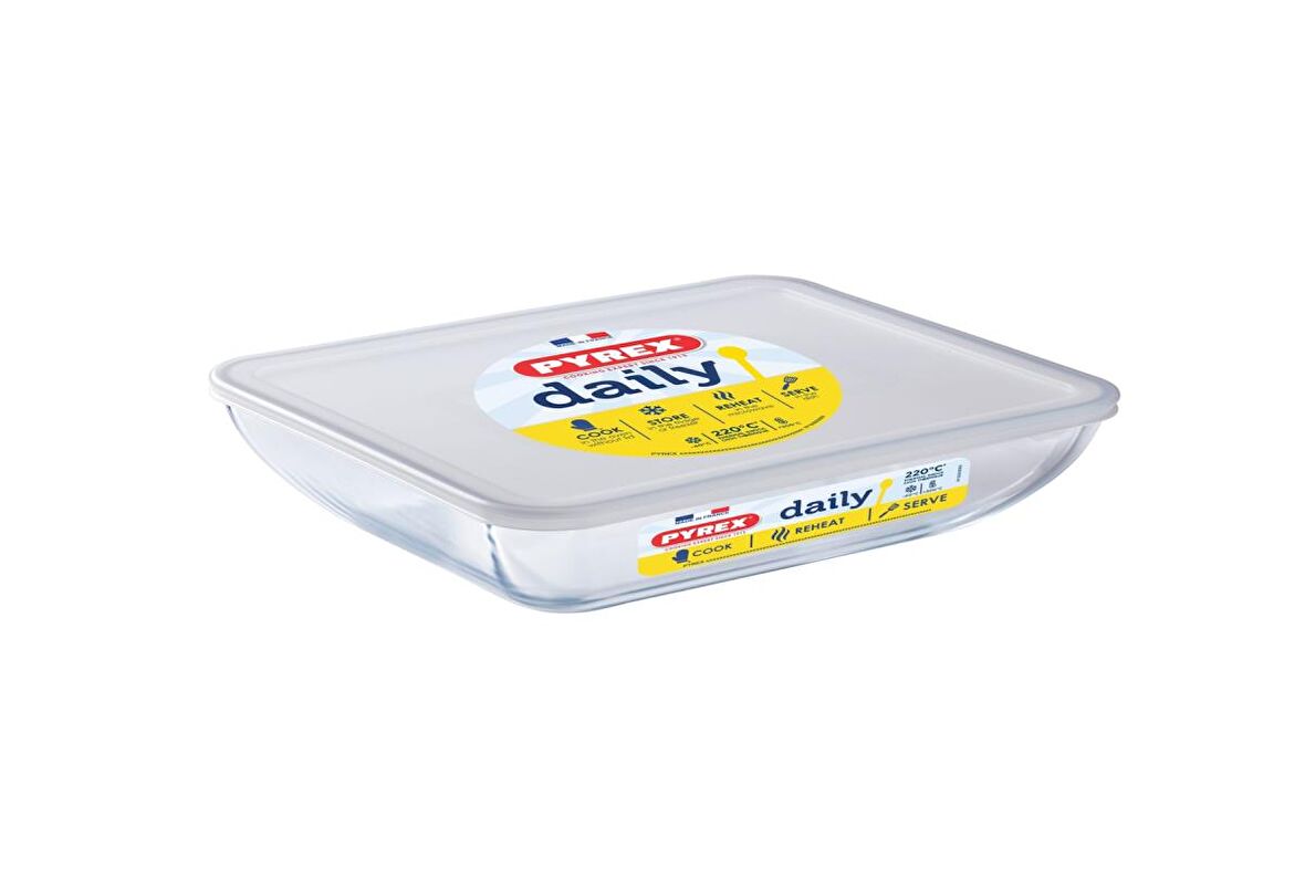 Pyrex Dikdörtgen Fırın Kabı+Kapak 27x22x9cm